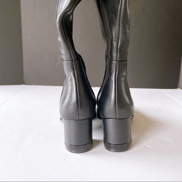 Calvin Klein Frieda Knee High Black Leather Boots - Picture 4 of 7